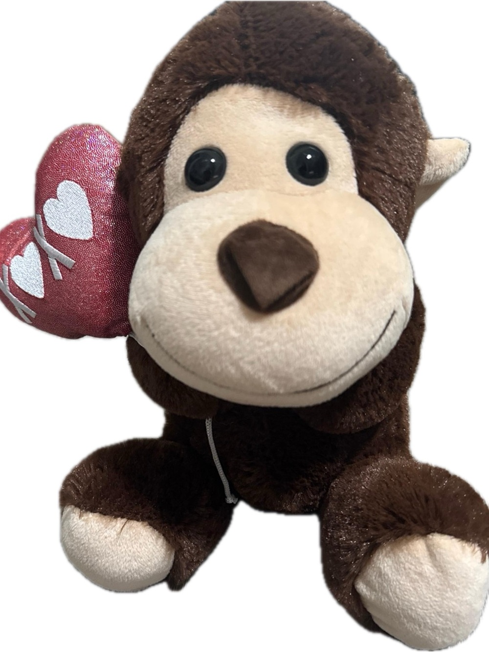 HUGme Brown Monkey with Heart XOXO "Balloon" 10" Plush